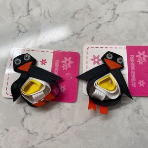 Fashion Jewelry Multicolor Girls Penguin Hair Clip Ribbon Sculpture - (Lot of 2)